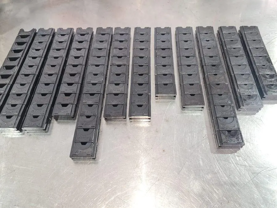 Finished machined rails from a repeat order, ready for call-off