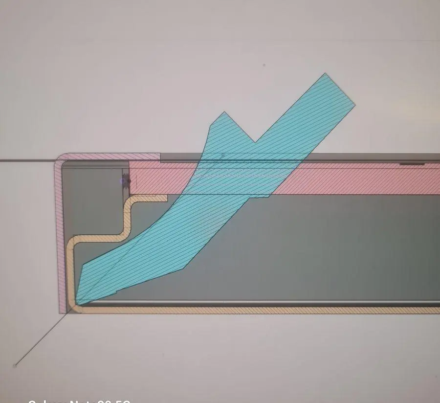 A part cross-section drawn in CAD